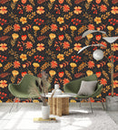 Fashionable Orange Flowers Wallpaper Select
