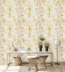 Yellow Floral Pattern Wallpaper