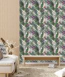 Palm Leaves and Flowers Wallpaper