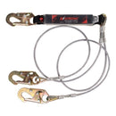 Shock Absorbing Lanyard - Clear Shock Pack - Wire Cable Leading Edge - Twin Leg - 3 Snap Hooks - 6ft