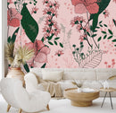 Contemporary Modern Pink Wallpaper with Pink Flowers