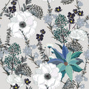 Grey Floral Wallpaper