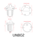 UNB02 Cast Brass Low Voltage Half Moon Round LED In-ground Well Light IP65 Waterproof