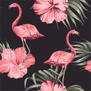 Dark Wallpaper with Pink Flamingos