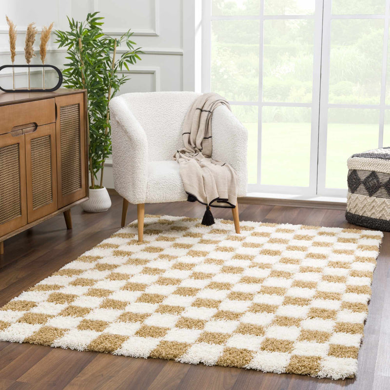 Atira Mustard Checkered Area Rug