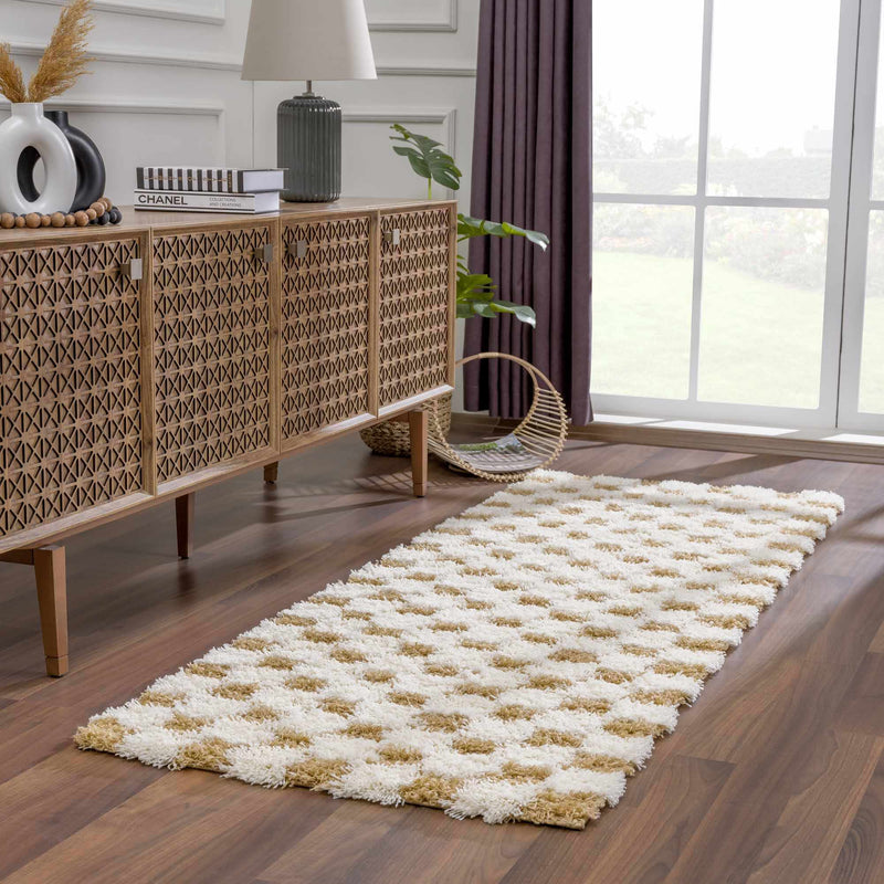 Atira Mustard Checkered Area Rug