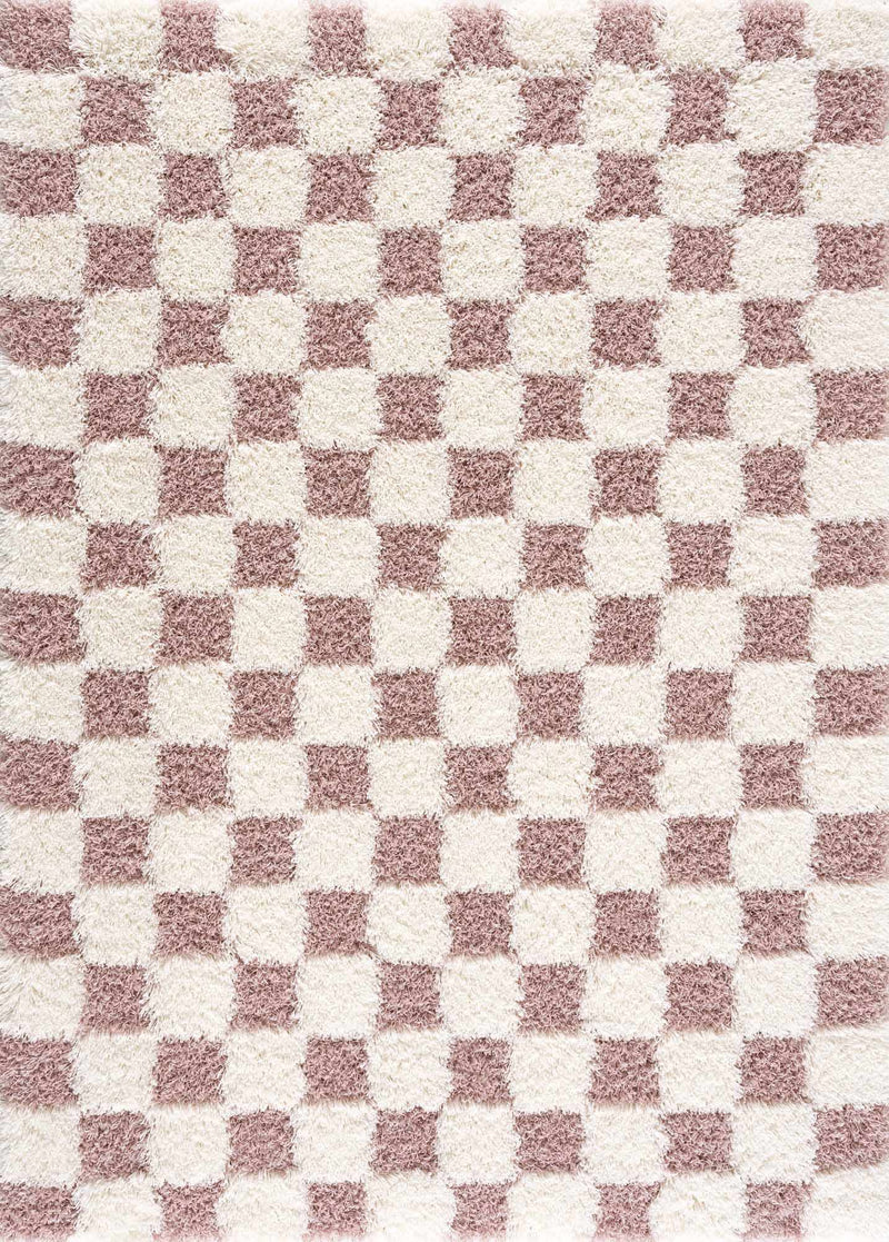 Atira Pink Checkered Shag Rug