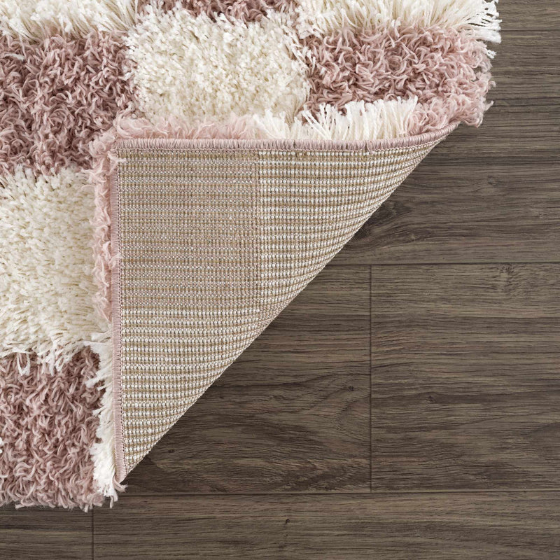 Atira Pink Checkered Shag Rug