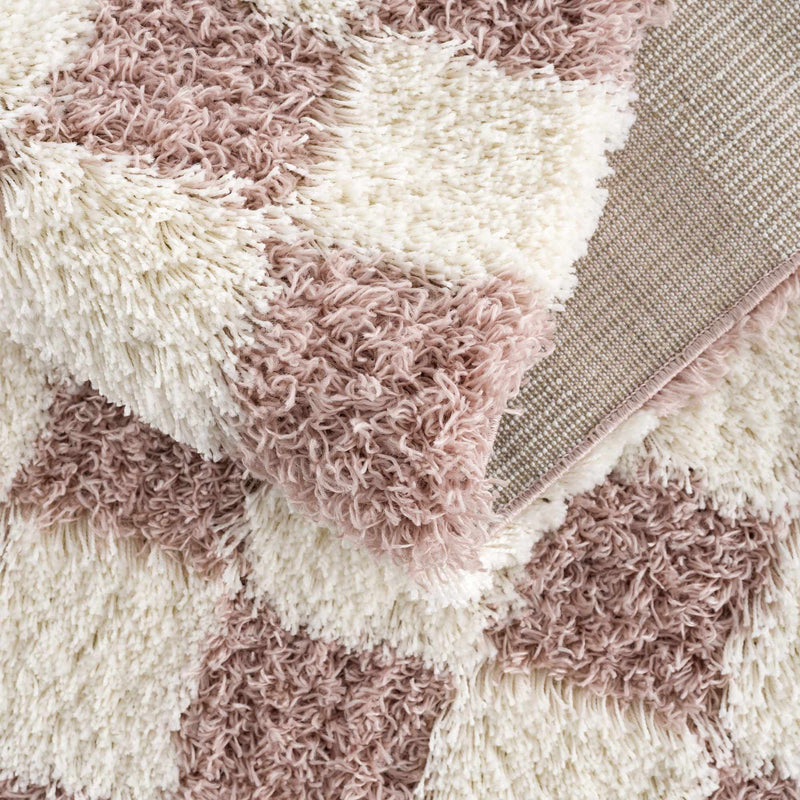 Atira Pink Checkered Shag Rug