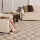 Atira Light Brown Checkered Area Rug