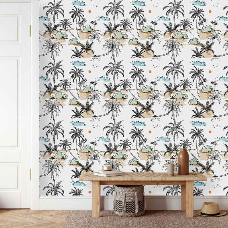 Stylish Beach and Palms Wallpaper Vogue