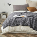 DecorBites™ Cozy Leopard Print Knitted Blanket - Winter Faux Fur Microfiber Throw