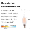 DecorBites™ LED Flame Bulb E12 E14 C35 Retro Candle Filament 4W 6W Dimmable Warm White