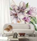 Flowers with Gold Lines Wallpaper