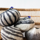 Grey Karakul Striped Decorative Wool Ukhamba Bowl