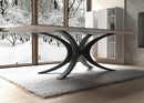 Unique Shape Metal Table Base/Legs Matte Black (D)28.5" (H)28" (W)55" tabletop view 