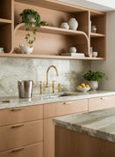 Unlacquered Brass Kitchen Faucets -  Dual Handle Center Ball Bridge Sink Faucet