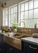 Unlacquered Brass Kitchen Faucets -  Dual Handle Center Ball Bridge Sink Faucet