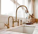 Unlacquered Brass Kitchen Faucet - 8" Bridge Faucet