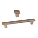 Modern Brushed Bronze "Vis a Vis" Cabinet Knob and Drawer Pulls