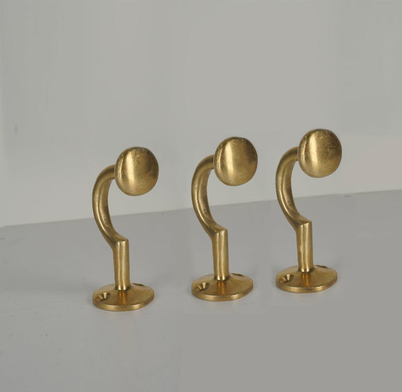 Vintage Brass Coat Hooks , Set of Brass Hooks for wall