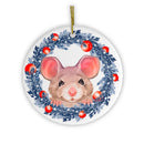 Watercolor Cute Christmas Rat Ornament