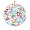 Travel Stamp Pattern Ornament