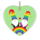 Gay Gnomes on a Rainbow Christmas Ornament