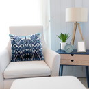 Indigo Blue and White Ikat Print Pillow