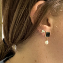 Black Onyx & Pearl Earrings | 14k Gold | .25" x .75" | Jules Jewelbox