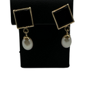 Black Onyx & Pearl Earrings | 14k Gold | .25" x .75" | Jules Jewelbox