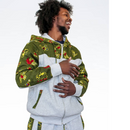 Green & Grey African Print Hoodie