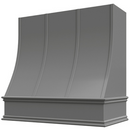 Grey Wood Range Hood With Sloped Strapped Front and Decorative Trim - 30", 36", 42", 48", 54" and 60" Widths Available