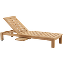 Cancun Natural Teak Outdoor Chaise Lounger with Side Table