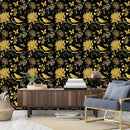 Flowers and Birds on Dark Background Wallpaper