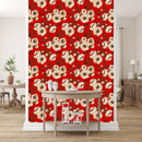 Voguish Red Wallpaper with Flowers