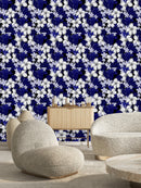 Elegant Dark Blue Floral Wallpaper Vogue