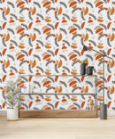 Leaves and Beige Geometrical Shapes Wallpaper