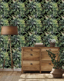 Dark Wallpaper with Green Plants