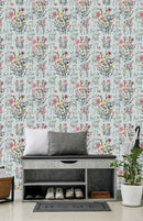 Contemporary Hand Drawn Wildflowers Wallpaper Tasteful