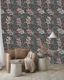 Brown Wallpaper with Leaves Pattern