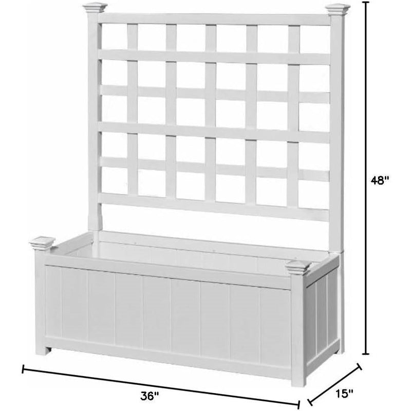 white vinyl planter with trellis Outdoor White Vinyl Garden Planter Box with Trellis