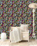 Contemporary Multicolored Leaves Wallpaper Chic