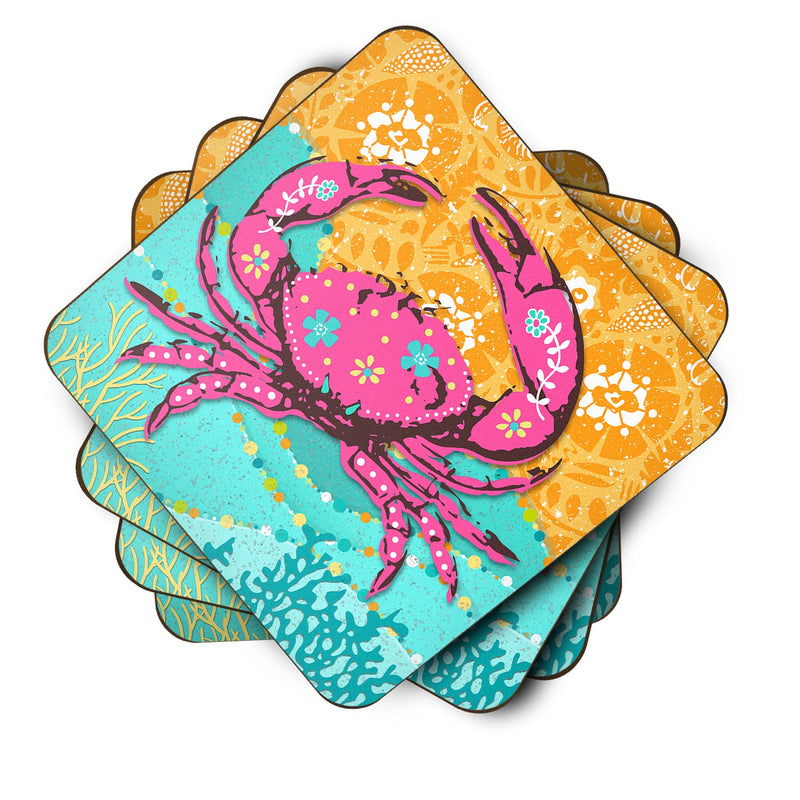 Coastal Pink Crab Foam Coaster Set of 4 VHA3028FC