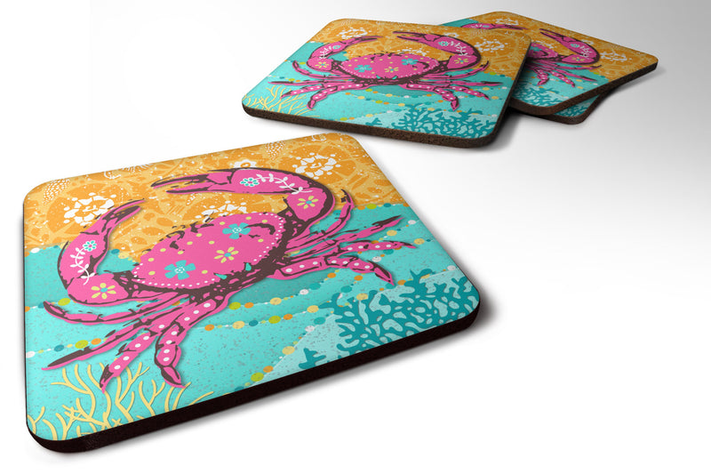 Coastal Pink Crab Foam Coaster Set of 4 VHA3028FC