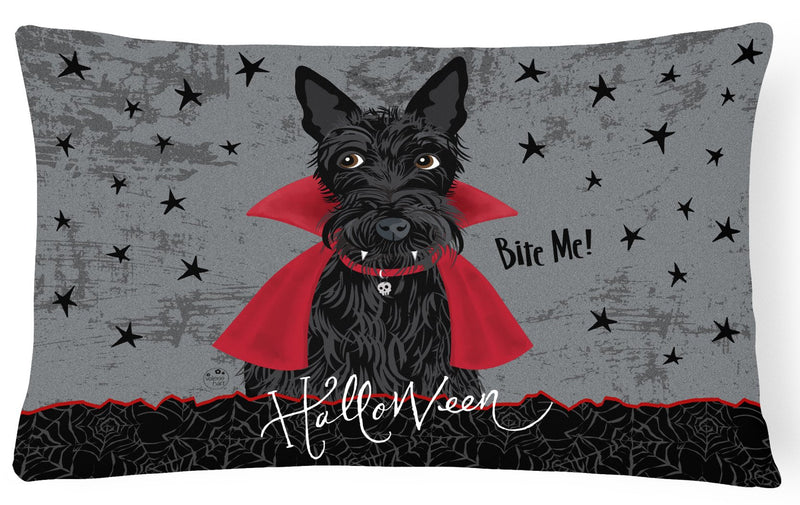 Halloween Vampire Scottie Canvas Fabric Decorative Pillow VHA3037PW1216