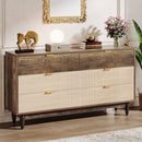 Retro Mid-Century Modern 6 Drawer Dresser Chest of Drawers in Vintage Brown
