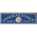 Emerald Isle Sand Dollar Navy Latitude Longitude | Wall Art Print on Real Wood