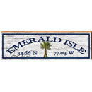 Emerald Isle Palm Tree White Latitude Longitude | Wall Art Print on Real Wood