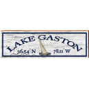 Lake Gaston Sail Boat White Latitude Longitude | Wall Art Print on Real Wood